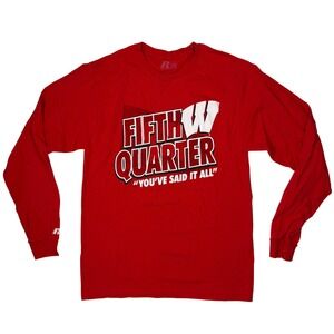 Russell Athletic Fifth Quarter Wisconsin Mens Long Sleeve T-Shirt Red Cotton
